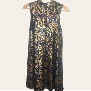 CHERISH DRESS, BLACK with Metallic Design S